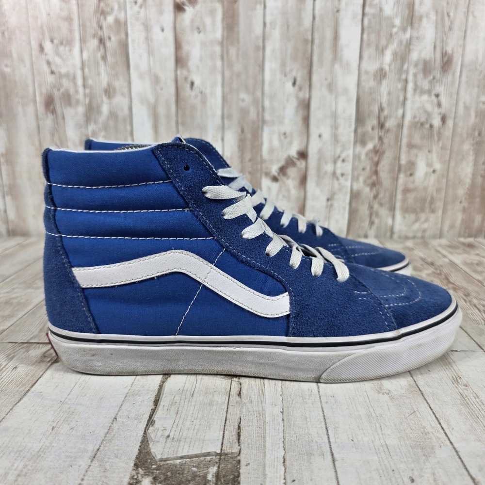 Vans Sk8-Hi Blue Suede Canvas High Top Sneakers Womens 10.5 Mens 9 VN000D5IB8C